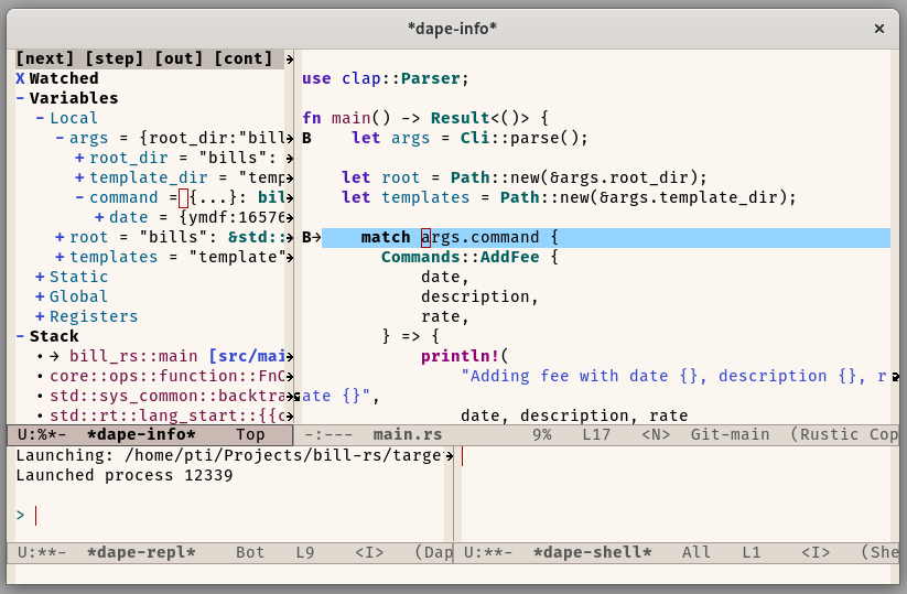 Rust debugging example